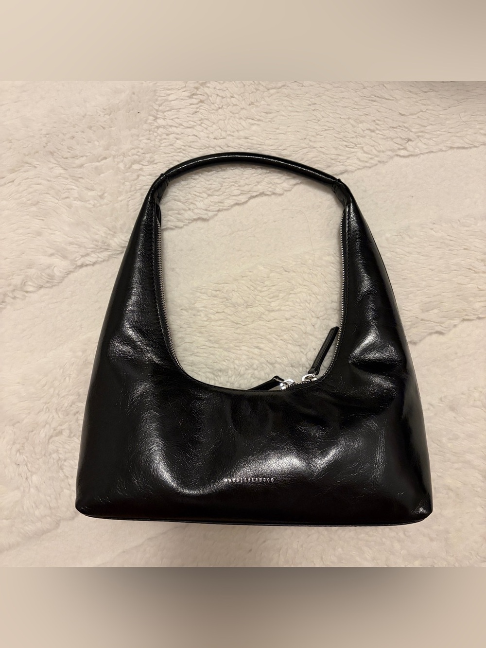 NEW MARGE SHERWOOD Hobo Shoulder Bag Black Crinkle Leather Made in Korea